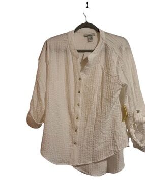 Textured Cream Button-Front Women's Shirt